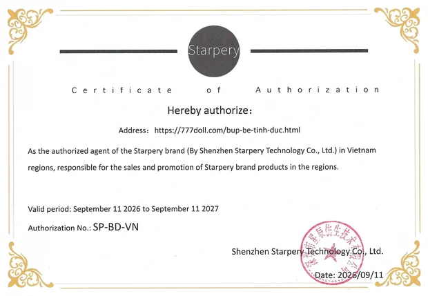 Giấy chứng nhận đại lý chính thức do STARPERY cấp cho 777DOLL